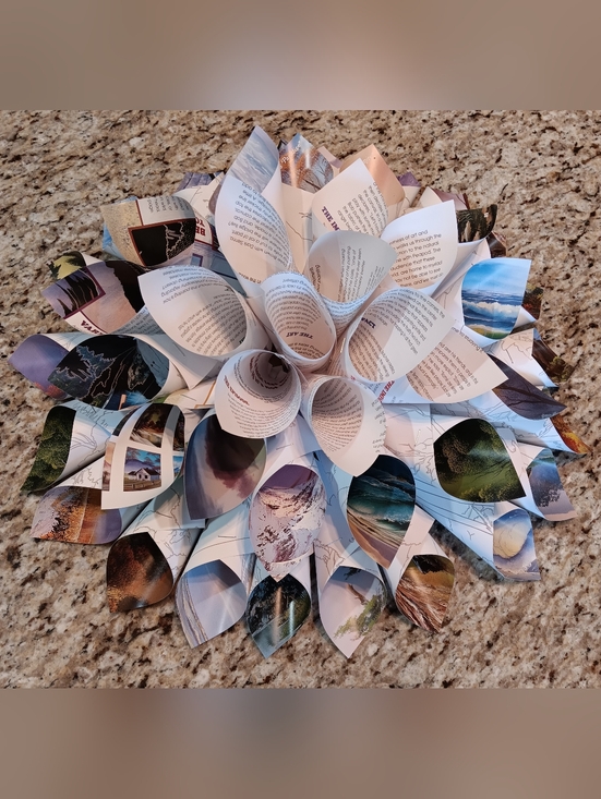 Homemade Other - Paper Mum - Bob Ross Book Pages Mum Centerpiece/Wall Hanging